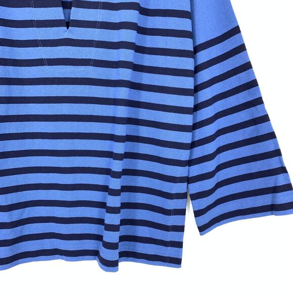J.Crew Mariner Cloth Tunic Blue Two Tone Womens Sz S Split Neck 100% Cotton NEW - Picture 4 of 7